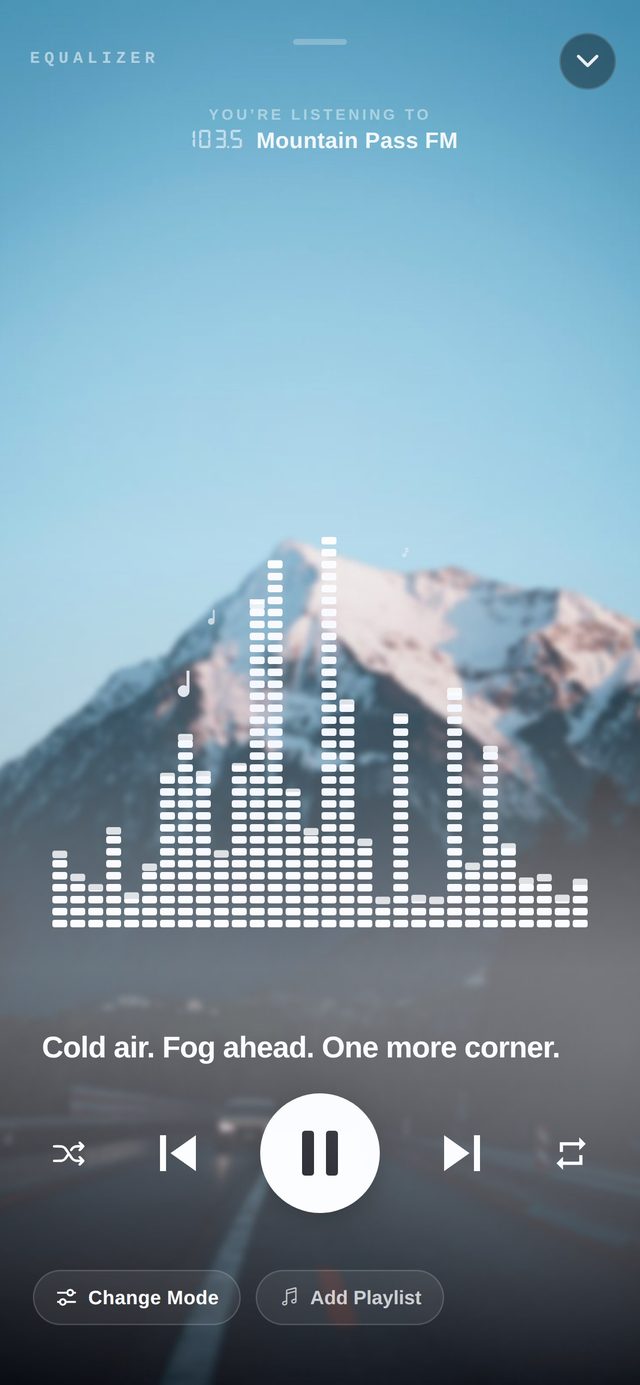 Equalizer mode on Mountain Pass FM