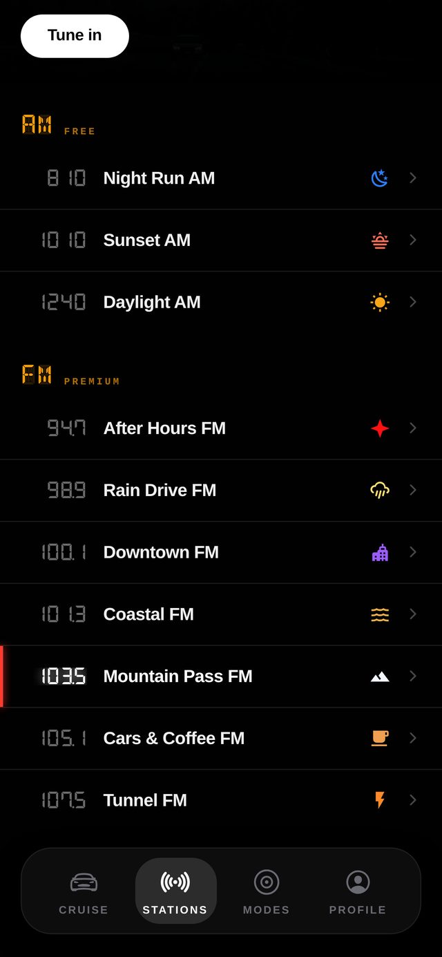 The stations dial, AM and FM bands